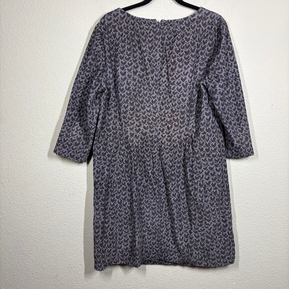 Boden Size 12R Corduroy Heart Prints Shift Mini Dress Purple Half Sleeves - Picture 2 of 9